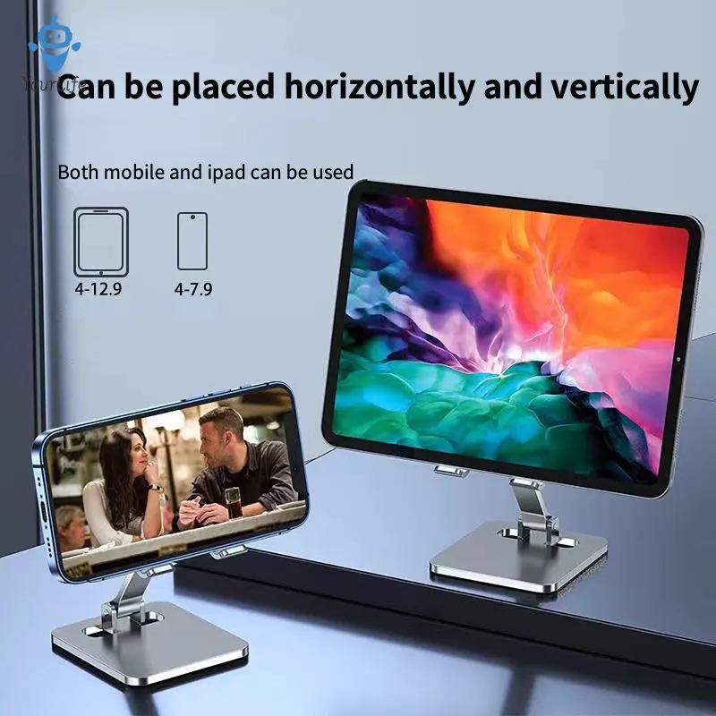 iPad Stand Desktop Bracket for Metal Phone Stand Holder Foldable  Tablet Holder with Non-slip Mat Portable Light