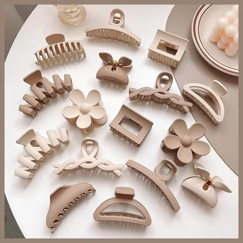 

2022 New Milk Coffee Color Grab Clip Hairpin Back of The Head Hair Catch Shark Clip Headdress Hairpin
