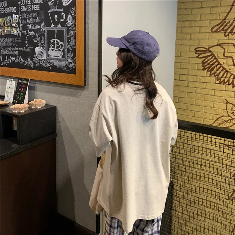 Футболка женская с коротким рукавом свободный креативный летний топ в Корейском