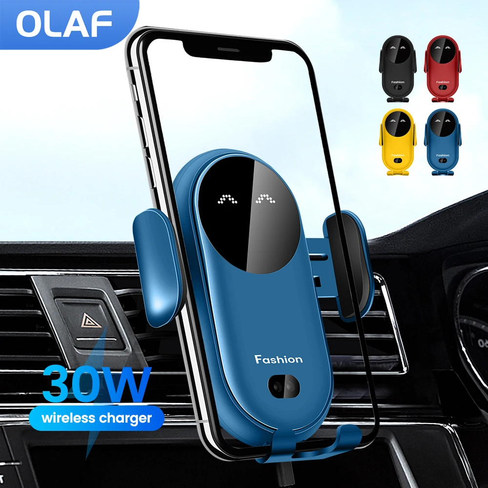 

30W Car Wireless Charger For iPhone 13 12 Pro Max XR Samsung S20 S10 Xiaomi Qi Fast Charging Infrared Sensor Phone Holder Mount