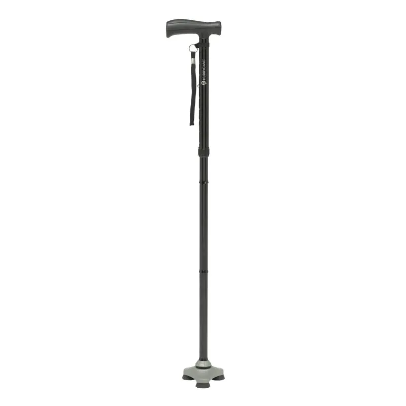 

Deluxe Freedom Edition Black Folding Cane with Ergonomic T Handle and Height-Adjustable Design for Added Comfort.
