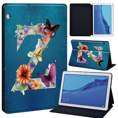 Чехол для планшета Huawei MediaPad M5 Lite 10,1 дюйма, защитный чехол-подставка для M5 Lite 10,1 8,0, с надписью-бабочкой и инициальным рисунком