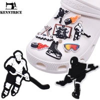 ice hockey theme silicone charms shoe ornament baseball wristband pin croc pvc accessories skate puck garden slipper decoration