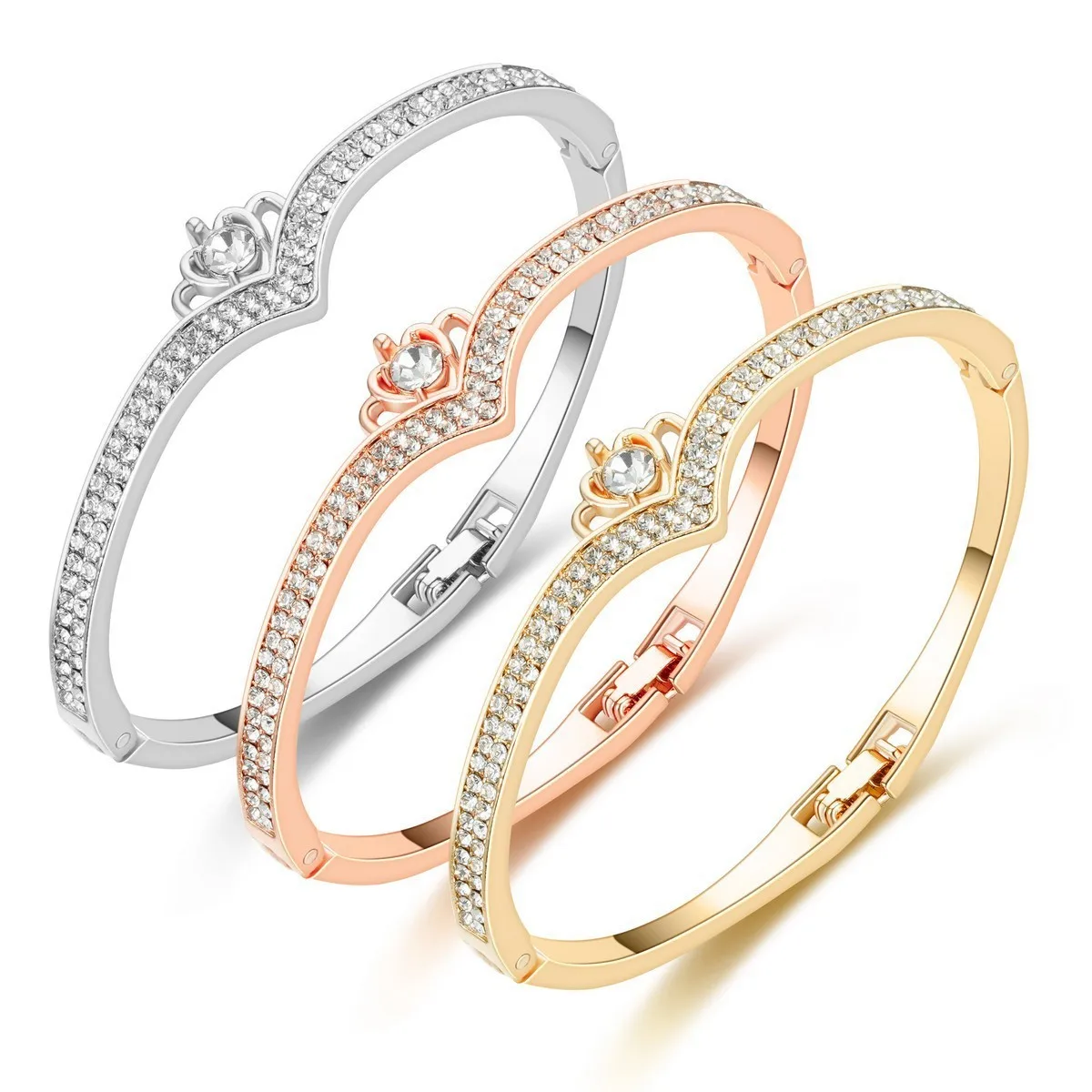 

New Style Openable Diamond Heart Crown Bracelet