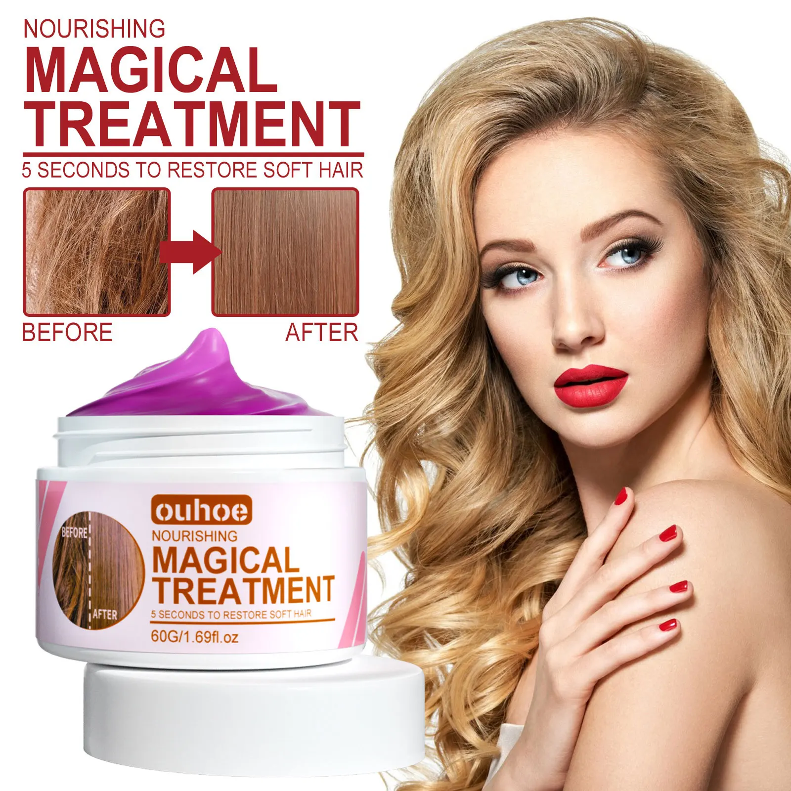 

60ml Magical Hair Mask 5 Seconds Repair Damage Frizzy Soft Smooth Shiny Hair Deep Moisturize Hair Treat Repair Hair Scalp Care