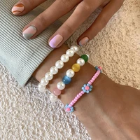 beaded daisy jewelry national style imitation pearl colored rice bead bracelet