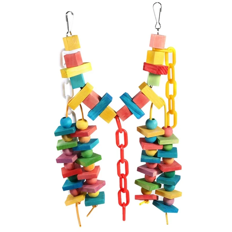 

Colorful Parrot Cage Wood Chew Bite Toy For Pet Bird Hanging Swing And Rest Toy Pet Bird Climbing Ladder Game Supplies
