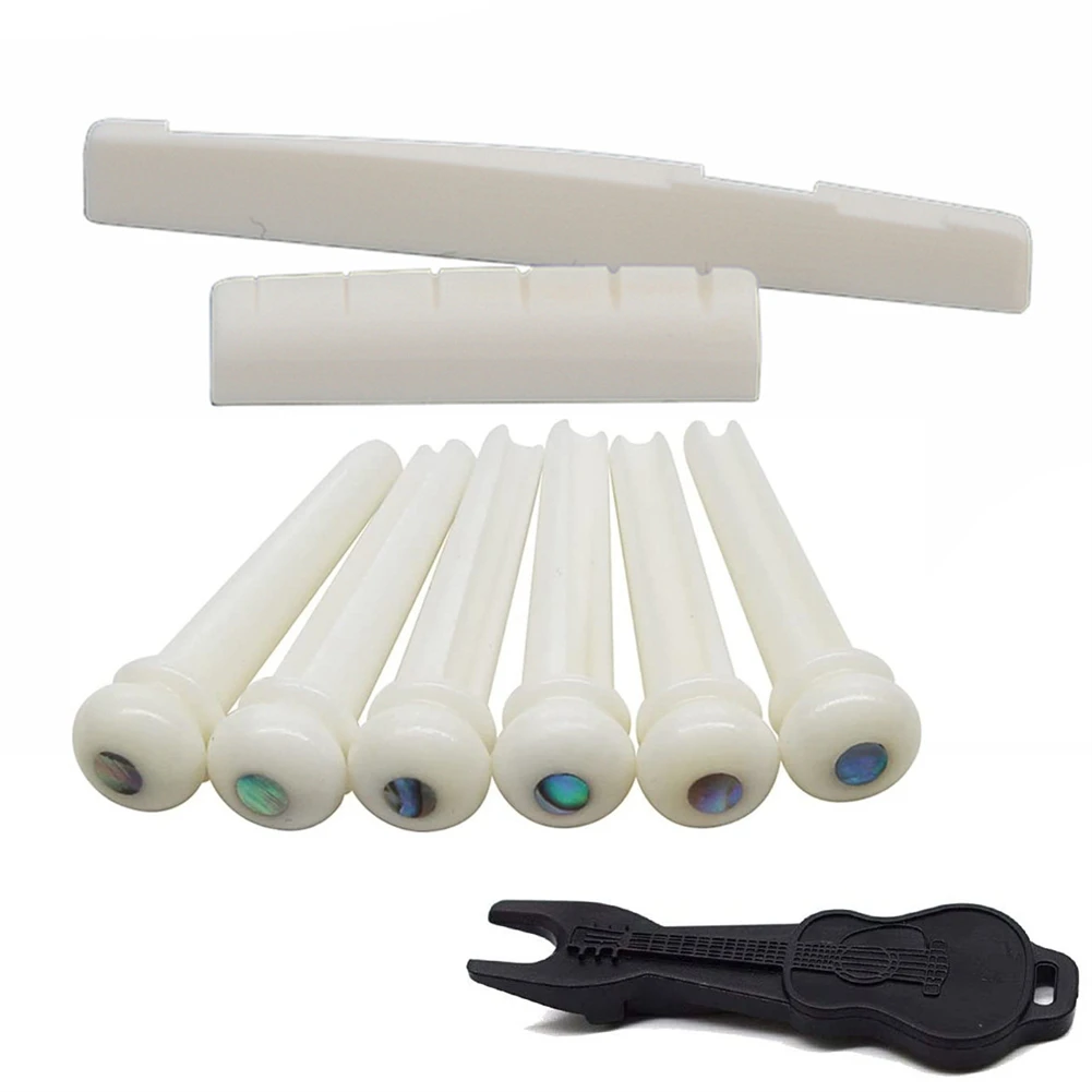 

1set Portable 6 String Guitar Bone Bridge Pins Saddle Nut For Acoustic Guitar Accessories Musical Instruments
