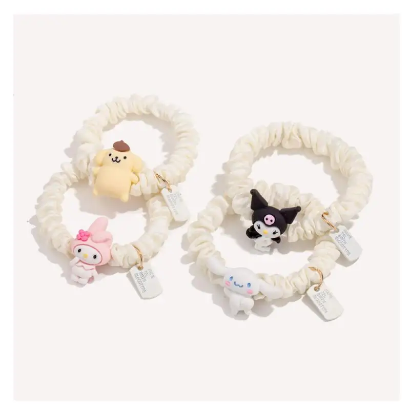 

Ins New Kawaii Sanrios My Melody Kuromi Cinnamoroll Purin Cute Cartoon Anime Head Rope Bracelet Dual-Purpose Hair Accessories