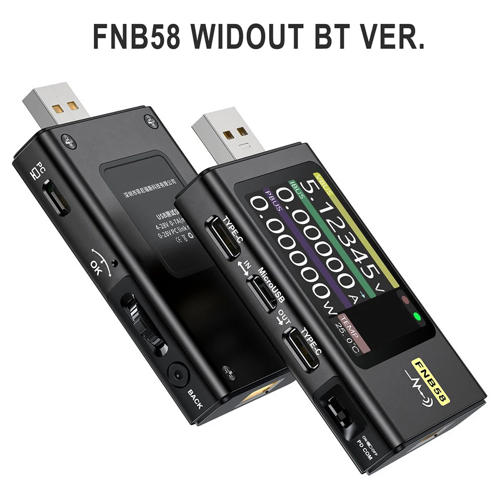 

FNB58 Trigger Voltmeter Ammeter Current And Voltmeter USB Tester USB Type C Fast Charging Protocol Capacity Test Tool