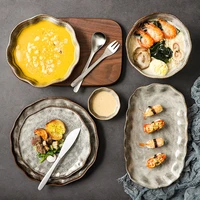 retro japanese tableware set restaurant dish set household creative bowl and plate combination ceramic tableware