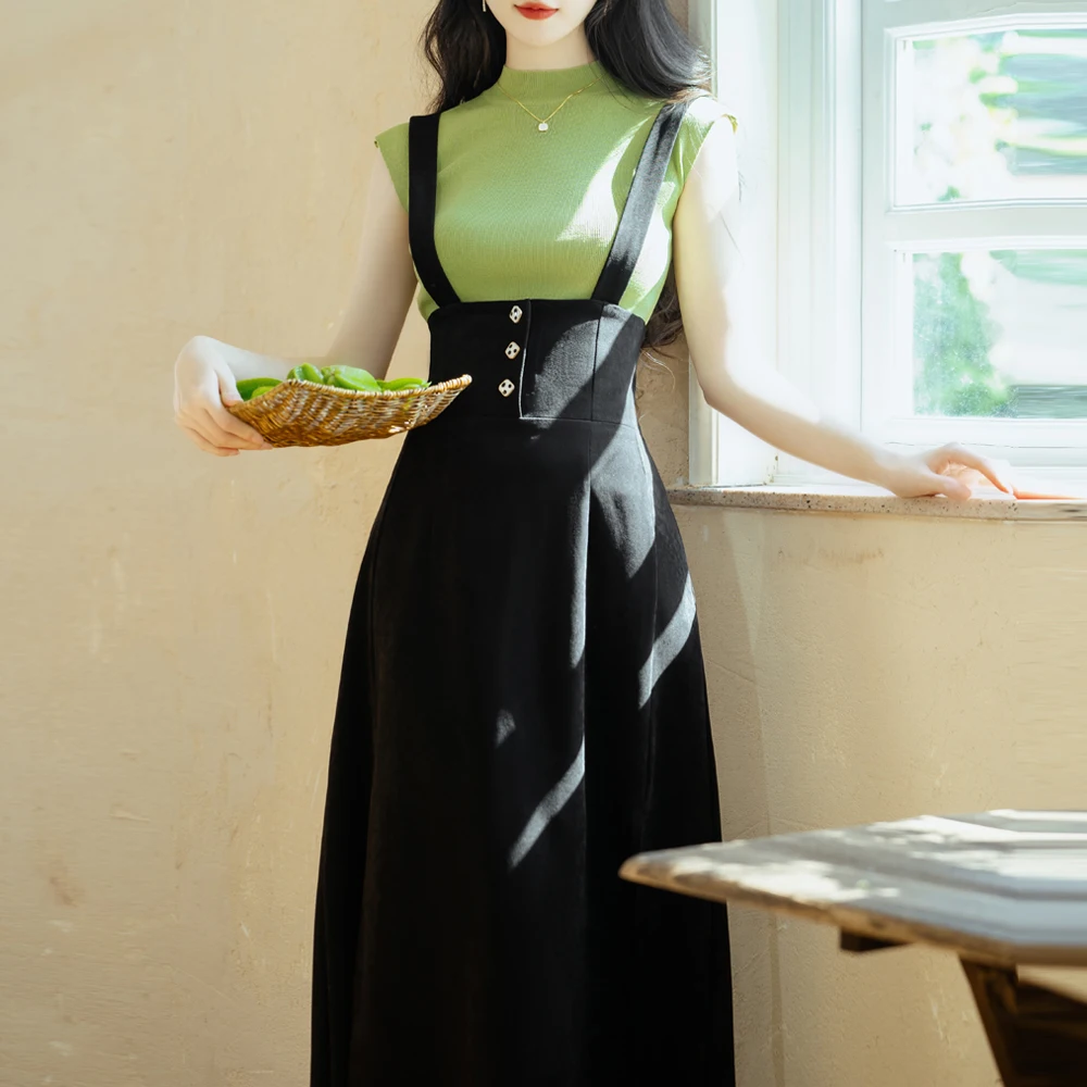 Женское трикотажное платье-свитер без рукавов в Корейском стиле