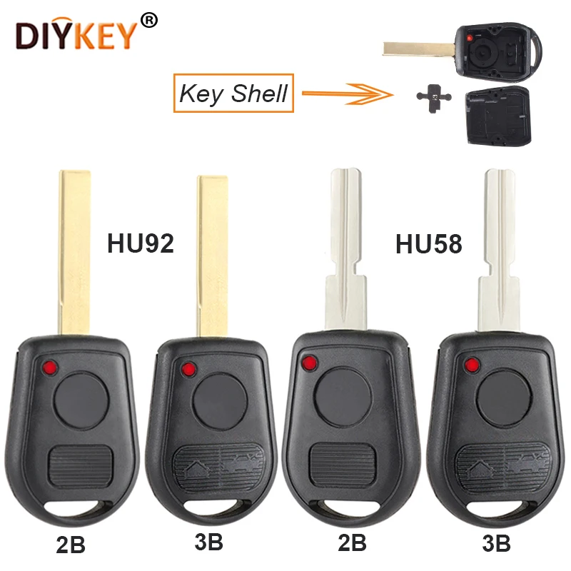 

DIYKEY HU92/HU58 Blade 2/3 Buttons Remote Key Shell for BMW E31 E32 E34 E36 E38 E39 E46 Z3 M3 X5 Z4 325 330 i Ci Xi
