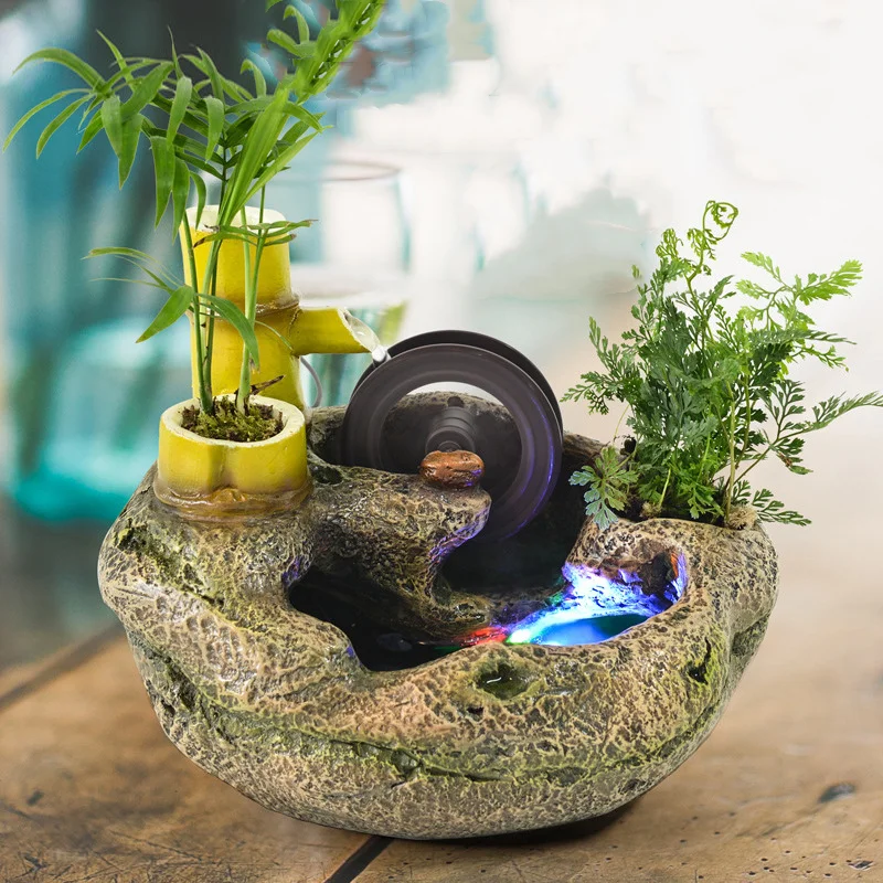

Creative Home Office Desktop Rockery, Flowing Water Fountain Bonsai Decorations on the Tea Table