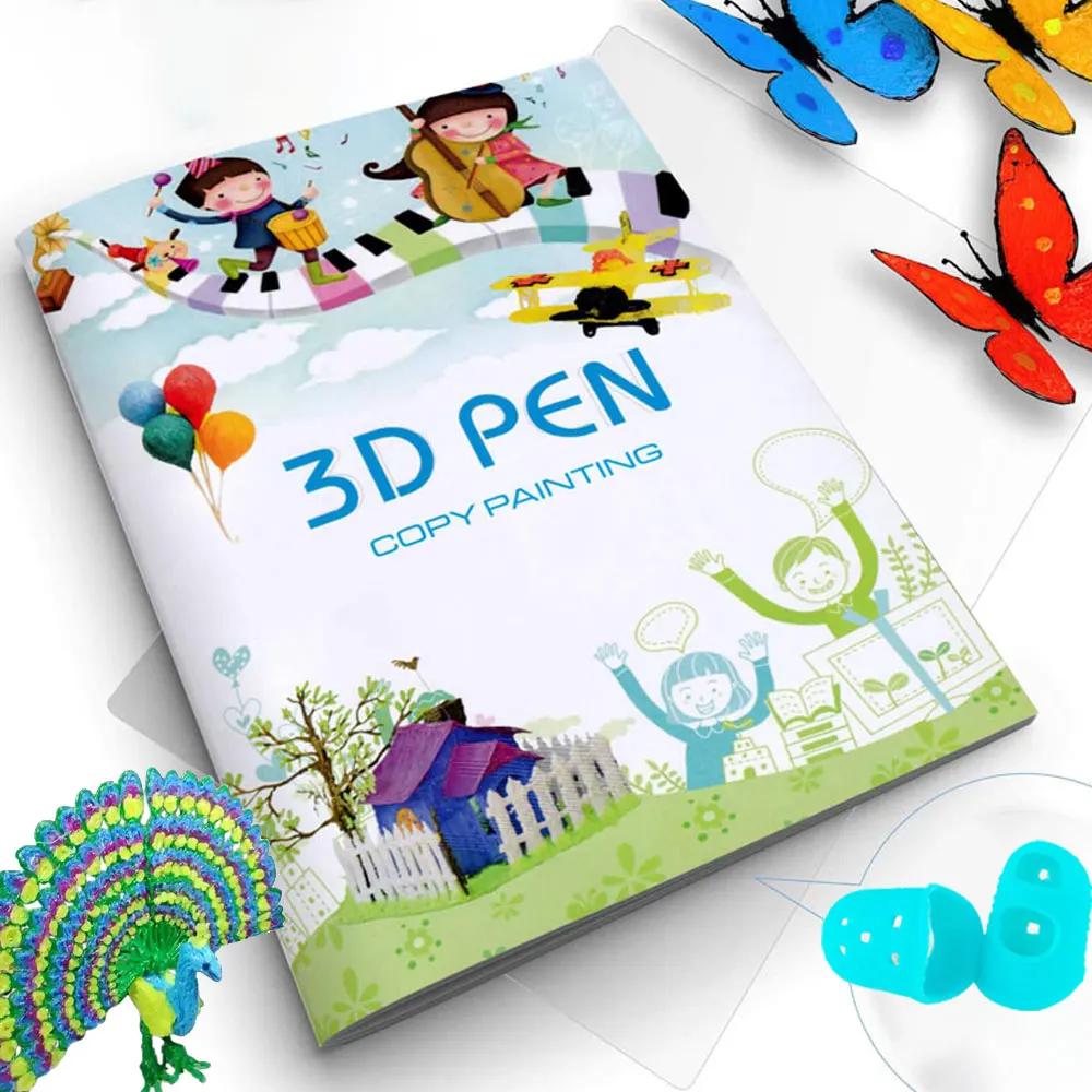 Ручка для 3d-печати, шаблон для рисования, многоразовый, красочный, 22/40 узоров, плотная бумага, шаблон для рисования, детские подарки