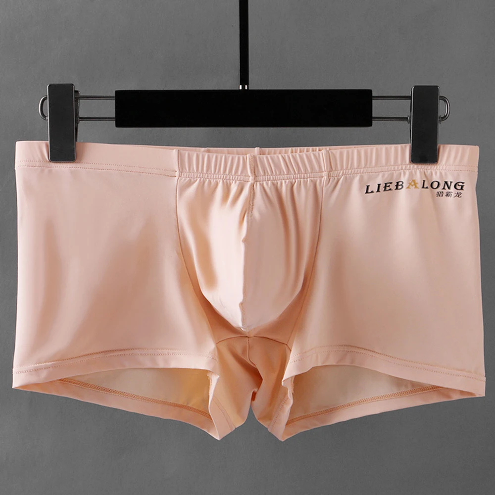 

Men's Sexy Boxers Ice Silk Seamless Underwear Panties Thin Low Waist Panties Sexy Breathable Underpants See-Through Slip Homme
