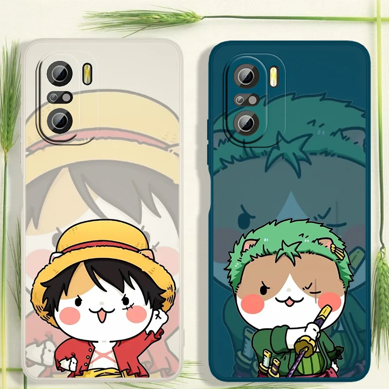 

One Piece cartoon character For Xiaomi Redmi K50 K40 10X 10 9T 9AT 9A 9C 9 8A 8 7 6A 5A Gaming Pro Liquid Rope Funda Phone Case