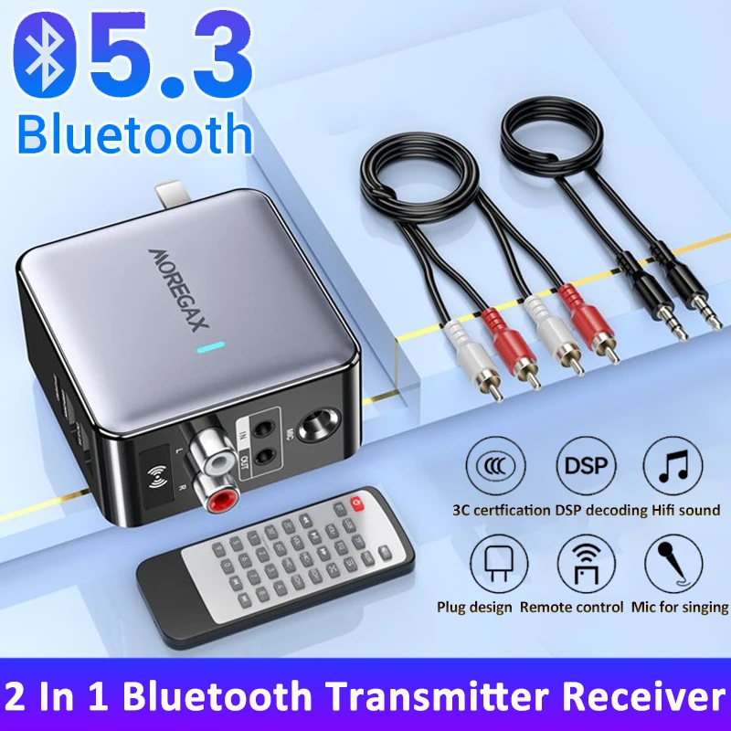 

2 in 1 Bluetooth 5.3 Transmitter Receiver 3.5MM AUX aptX Adaptive LL HD Wireless Adapter With Mic USB TF Card Audio Adapter