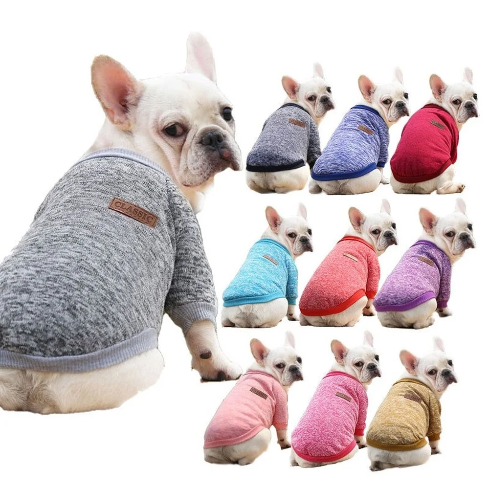 

Pet Dog Sweater Classic Warm Dog Clothes Puppy Jacket Coat Winter Soft Clothing for Small Medium Dogs French Bulldog Cat Clothes