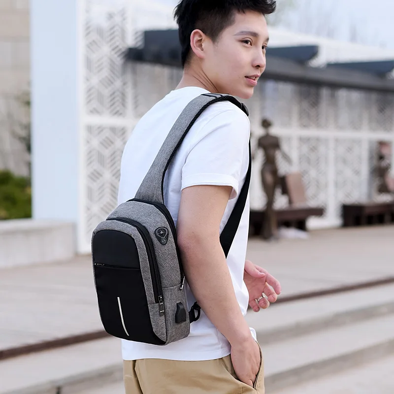 SPIDOR small usb charge shoulder bag men messenger bags male waterproof sling chest bag boy travel bagpack men cross body bags