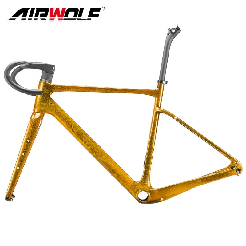 

Airwolf 2023 Carbon Road Frame Disc Brake 1223g Max 700*45C Road Bicycle Frameset Full Internal Cable 49-58cm Carbon Bike Frames