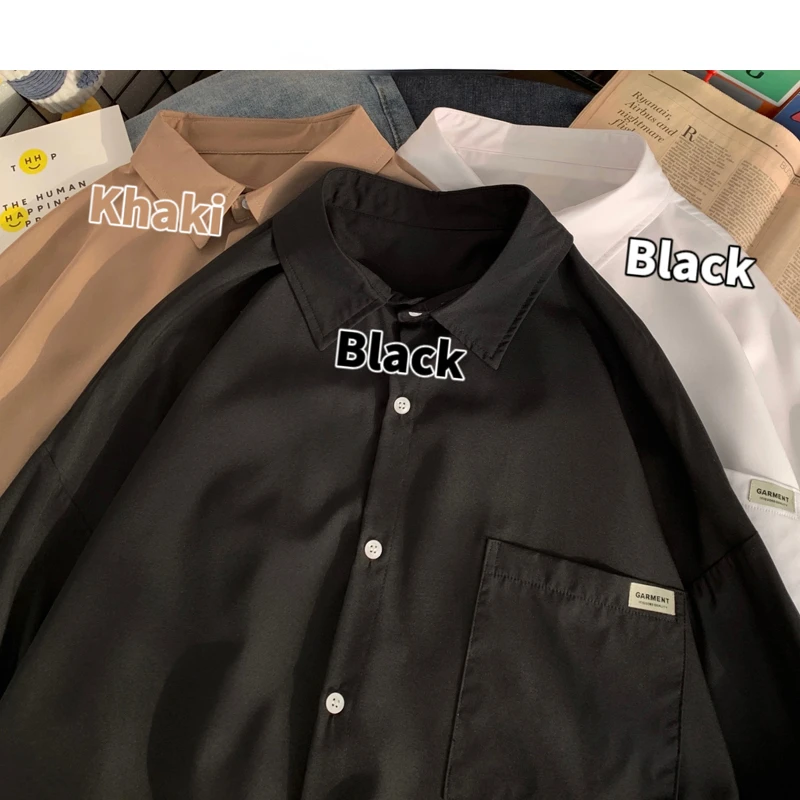 

Men Vintage Graphic Long Sleeve Shirt 2022 Mens Black Harajuku Shirts Korean Fashion Unsiex Hawaiian Collared Shirt
