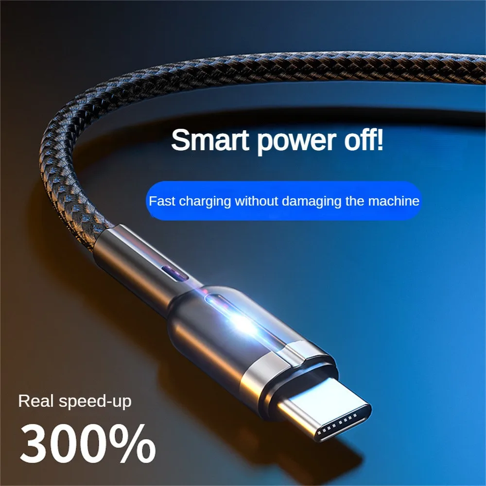 

Magnetic Fast Charging Usb Type C Braided Rope Cable With Breathing Light Micro Usb Cable Usb Intelligent Power Off