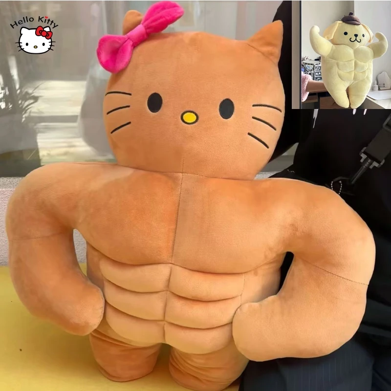 

Hello Kitty Funny Sand Sculpture Muscle Doll Kawaii Boy Girl Plush Cartoon Anime Exquisite Compact Creative Design Birthday Gift