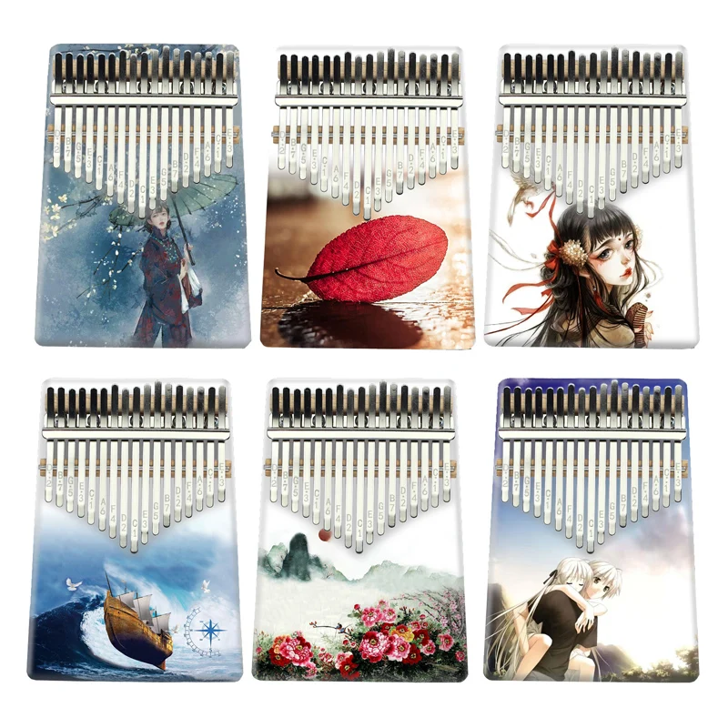 

17 key kalimba thumb piano innovation design Musical instrument colour painting kalimba music instruments keyboard music