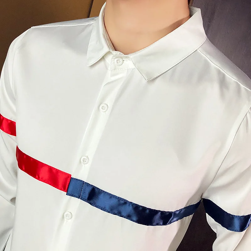 British Striped Men Shirts Slim Long Sleeve Casual Shirt Business Formal Dress Clothes Streetwear Social Nightclub Camisas Homme