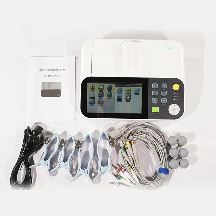 

yonker custom portable ecg machine 7 inch 12 leads 3 channel abnormal data alarm ekg machine with analyzer