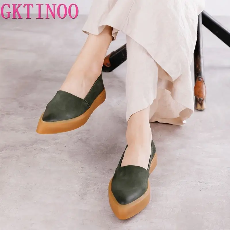 

GKTINOO/лоферы; Мягкая подошва; Натуральная кожа; Новинка; Женская обувь на плоской подошве; Женская обувь ручной работы для отдыха; Прогулочная Рабочая обувь