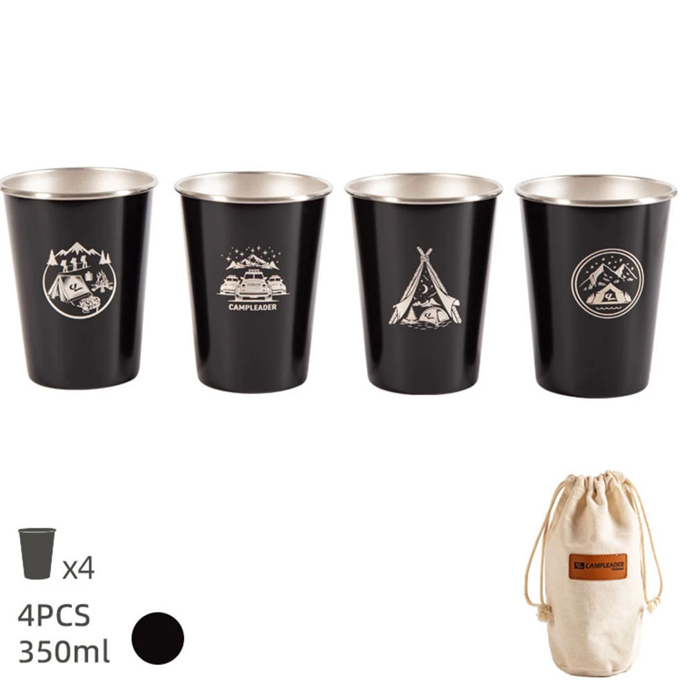 

4pcs 350ml Portable Coffee Tumbler Gift Water Mugs Drink Stackable Stainless Steel Milk Tea Wine Outdoor Camping Beer Cup