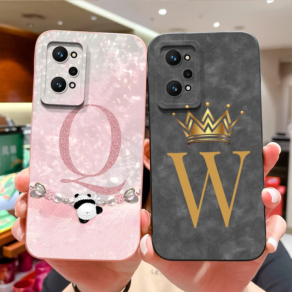 Фото Чехол для Realme GT2 Pro GT Neo2 Neo2T Cute Panda 26 Letter, силиконовый мягкий чехол для Realme GT2 Pro Fanda RealmeGTNeo2 Neo2T Bumper №1