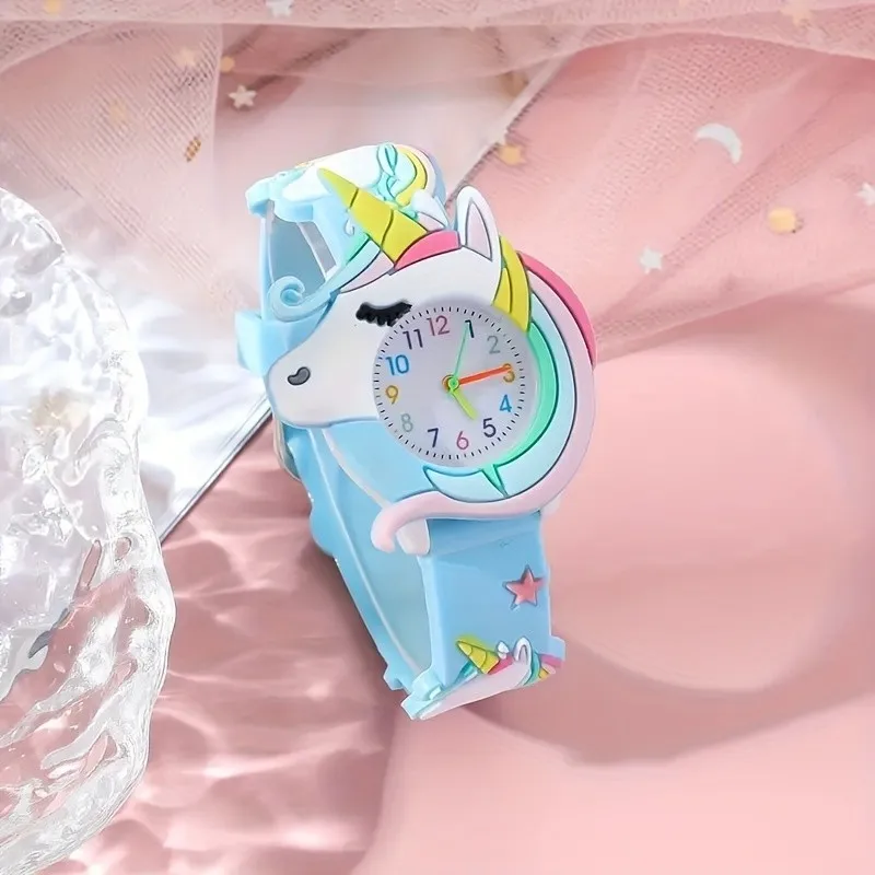 [Часы + браслет] Новый детский набор с мультяшным рисунком единорога для