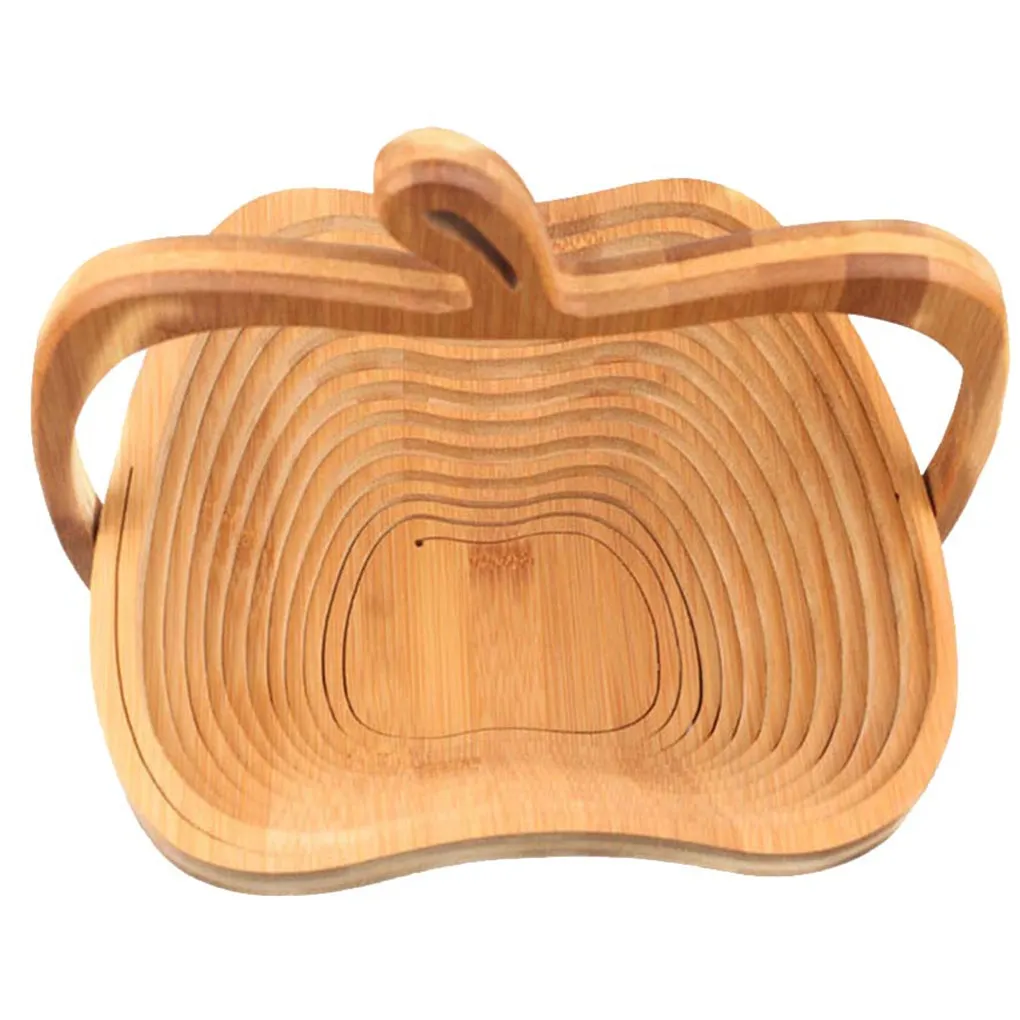 

Foldable Fruit Shaped Basket Bamboo Bowl Decor Kitchen Fruit Vegetable Storage Holder