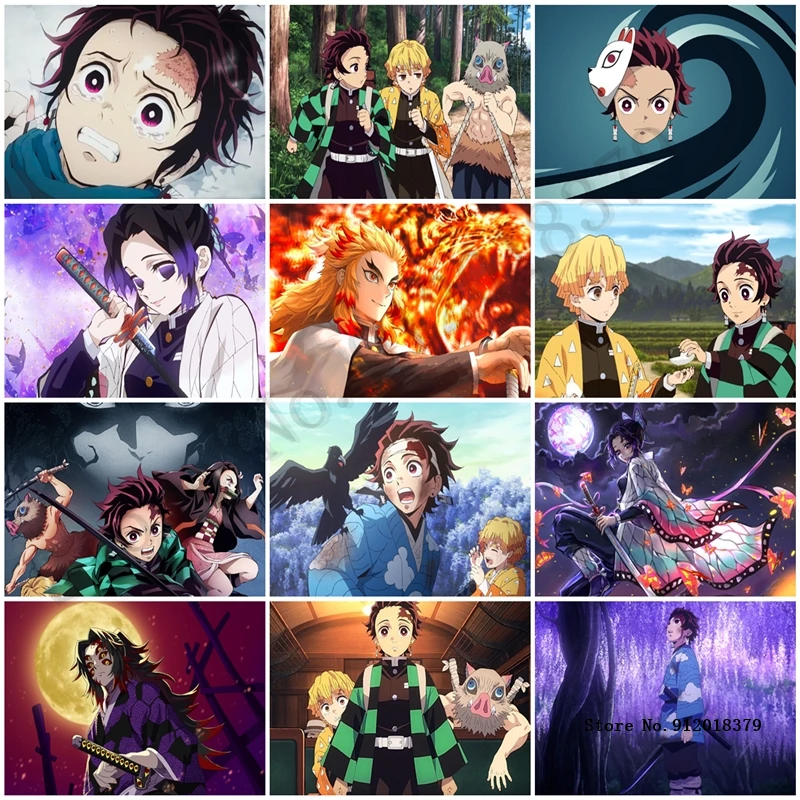 

Demon Slayer 5D Diamond Painting Cartoon Kimetsu No Yaiba Full Diamond Embroidery Mosaic Kit Cross Stitch Nursery Diy Gift Decor