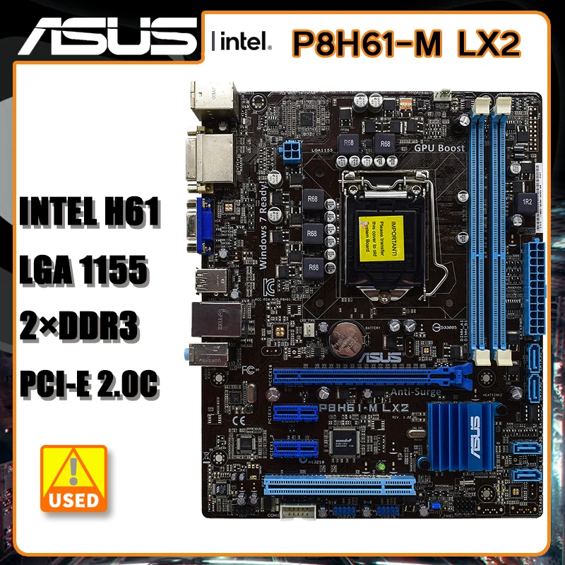 

LGA 1155 Motherboard Asus P8H61-M LX2 1155 Motherboard DDR3 intel H61 16GB USB 3.0 For Intel Xeon E3-1230 Core i5-2450P cpus