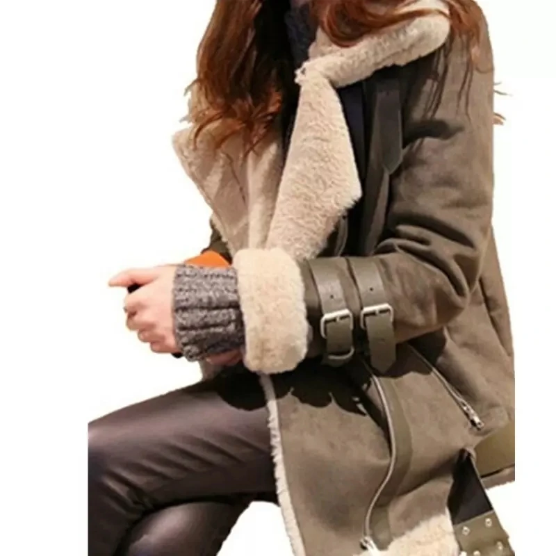 Thicken Wool Warm Coat Ladies Autumn Winter Slim Jacket Faux Leather Fashion Trendy Clothing for Women Jackets Casual Streetwear