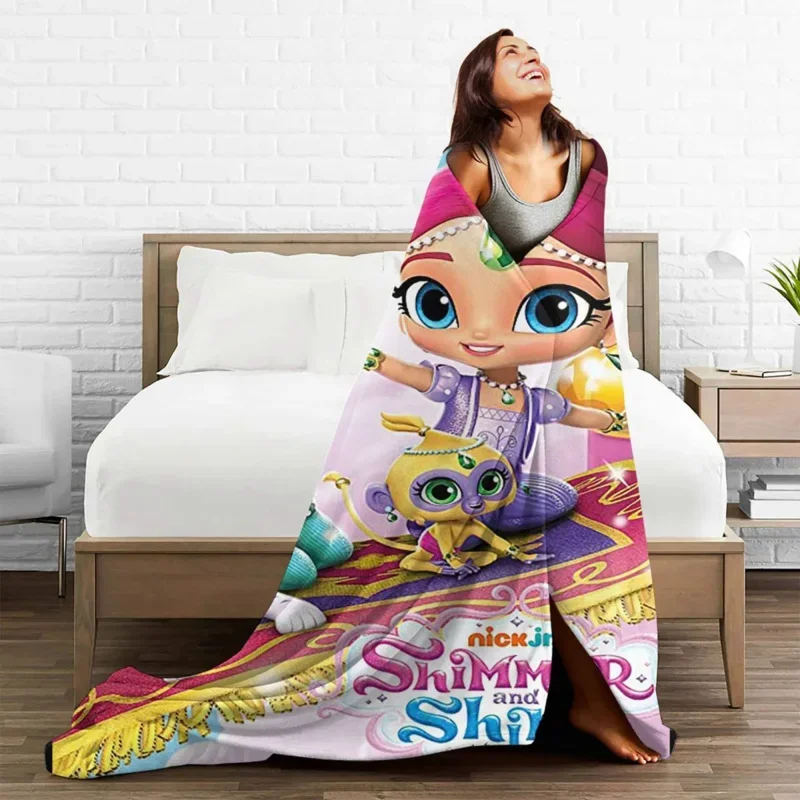 

Shimmer And Shine Cartoon Anime Child Gift Flannel Textile Decor Breathable Thin Throw Blanket For Bedding Office Quilt