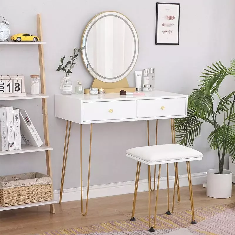 

Modern Simple Dressing Table Mirror Makeup Organizer Table Fashion Dressing Table Dresser Vanity Furniture 80*40*135cm HWC