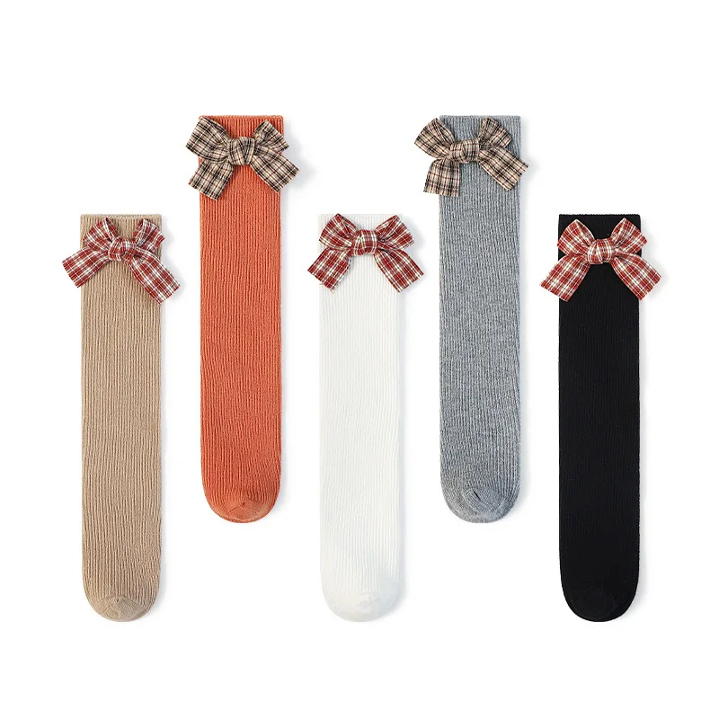 

Girls Socks Children Girls Knee High Long Sock Cotton Big Bow Spanish Style Kids Girls Long Tube Socks