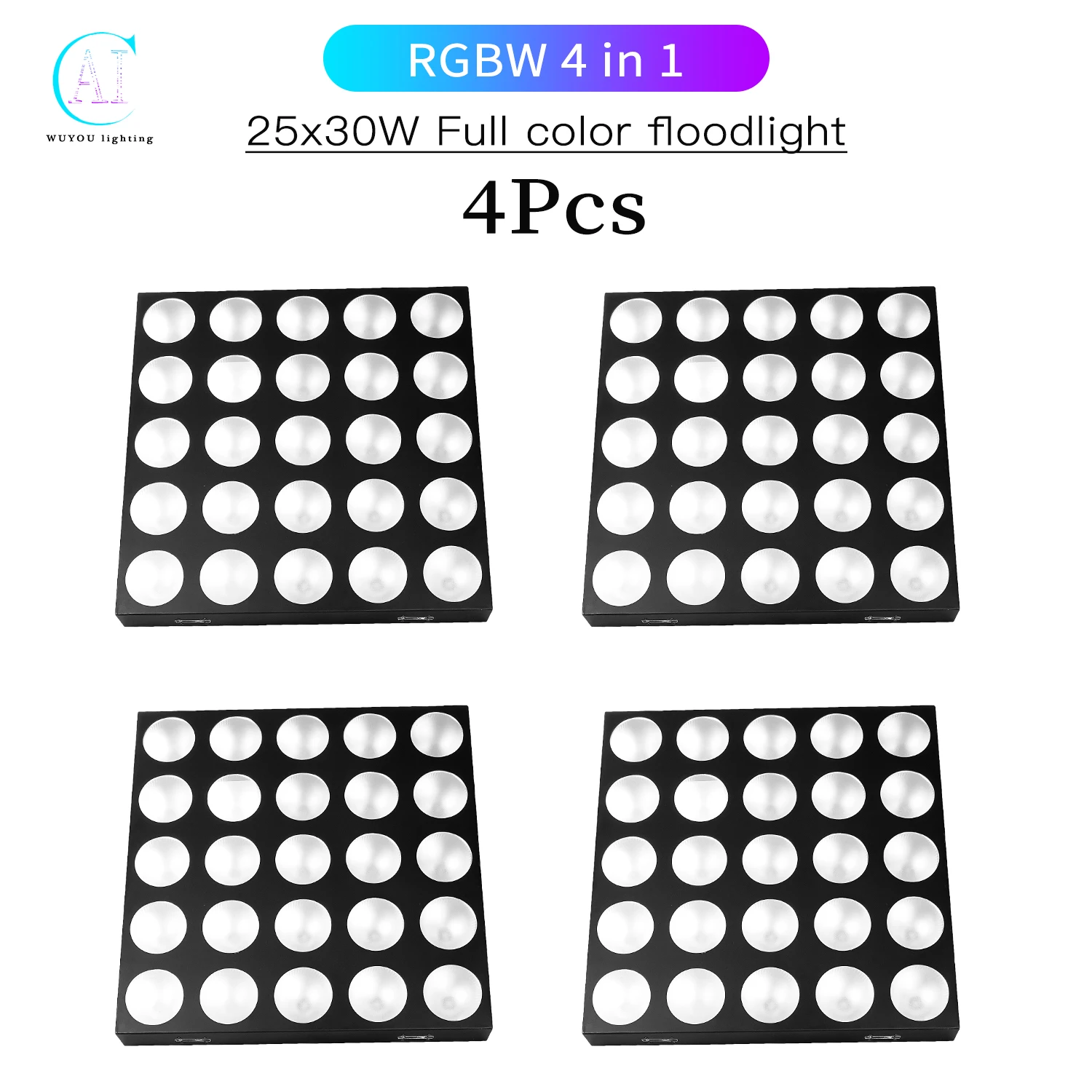 

4Pcs/Lots RGBW 25x30W LED Matrix Shock Wave DMX512 Stage Lighting Lighting DJ Disco Bar Wedding Dance Floor Decoration