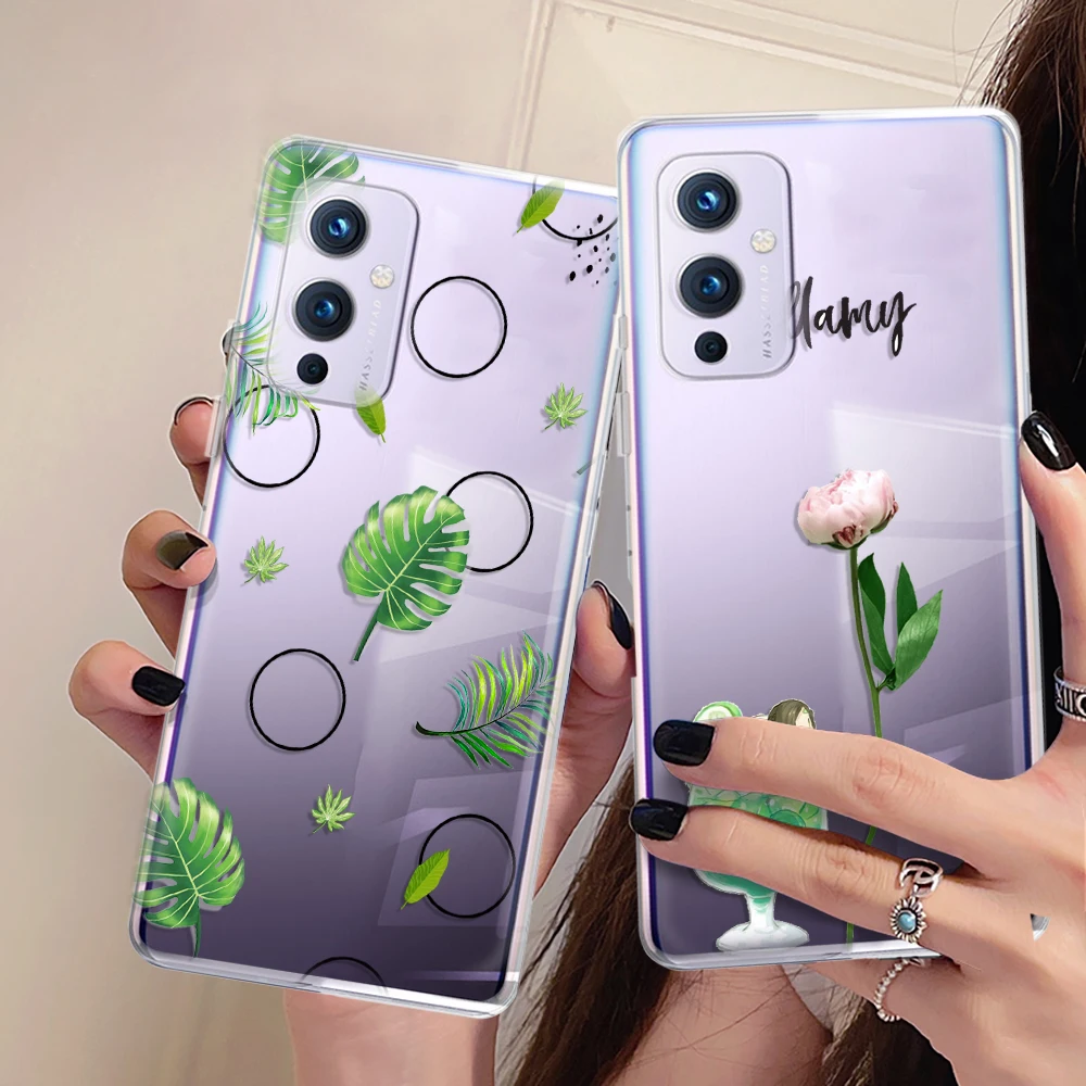 

Transparent Soft TPU Case for Oneplus 9Pro 9R 6 6T 7T 7 Pro 8Pro 8T Z Nord N20 N10 2 5G N100 10Pro Flowers Floral Leaf Fundas