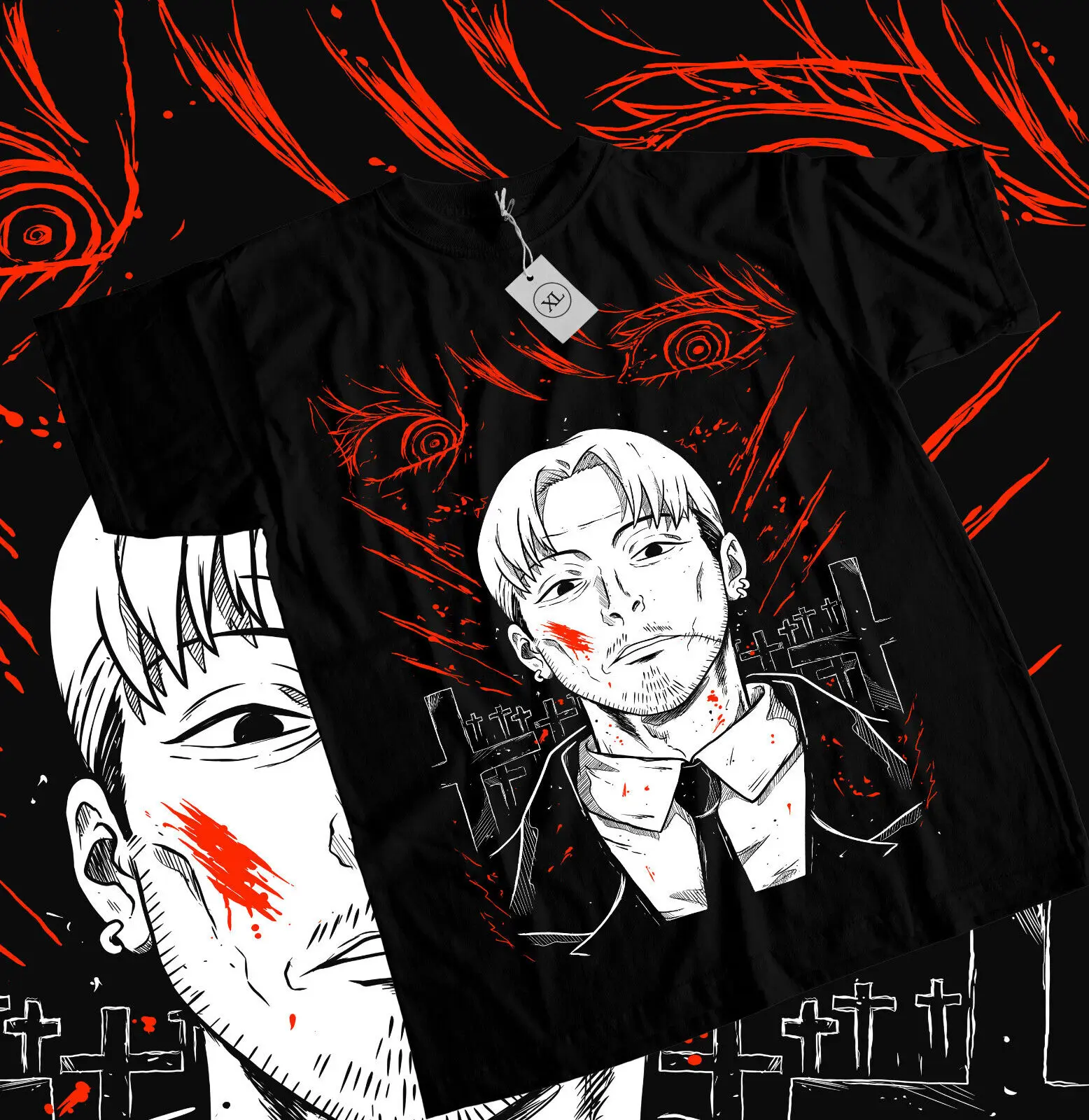 Футболка kishibe с изображением бензопилы мужской деат аниме Фотографическая