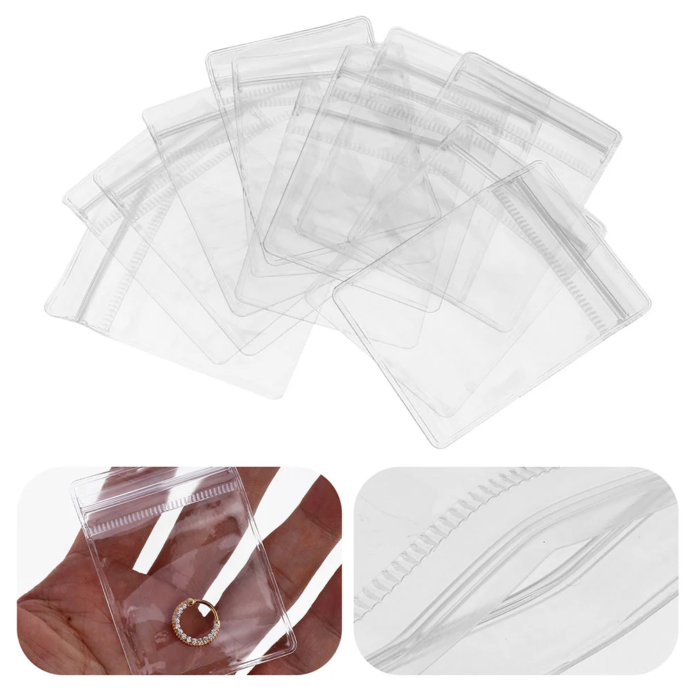 

100 Pcs Storage Mini Plastic Bags Necklace Clear Jewelry Zipper Transparent Pouch Earring Packing Album