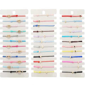 12Pcs/Lot Metal Alloy Star Butterfly ＆ Shell Charms Connector Bracelet  Adjustable Elastic Rope Anklets Ethnic Jewelry Wholesale