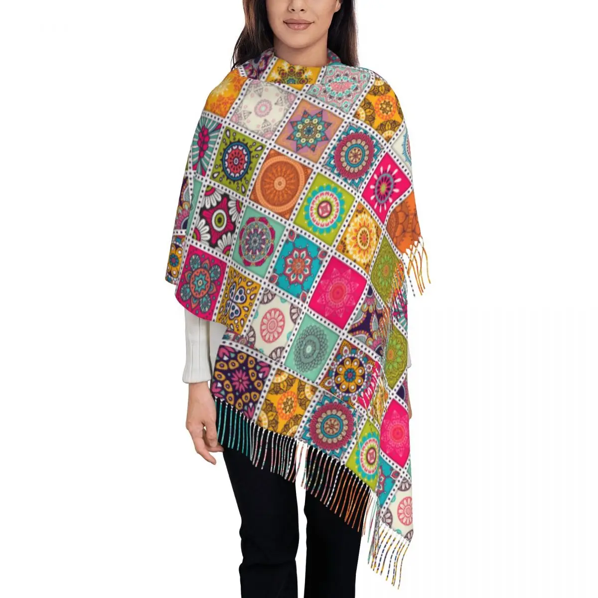 Шарф с принтом на заказ арабский индийский этнический цветочным мандалы шарф для