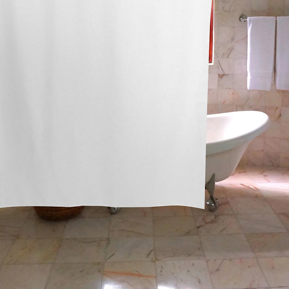 

Hotel Bathroom Curtain Replacement Solid Color Polyester Curtain Bath Curtain with Hooks