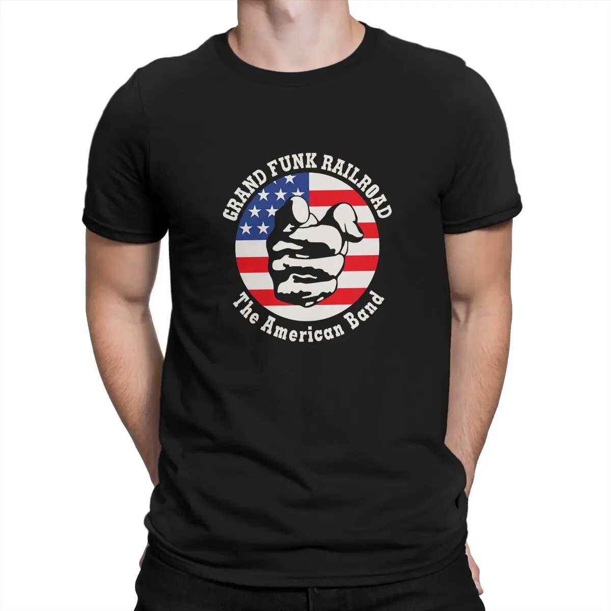 

Футболка Grand Funk железная дорога «We Are An American Band» с круглым вырезом, Классическая футболка из полиэстера с рок-звездой, мужские Модные топы